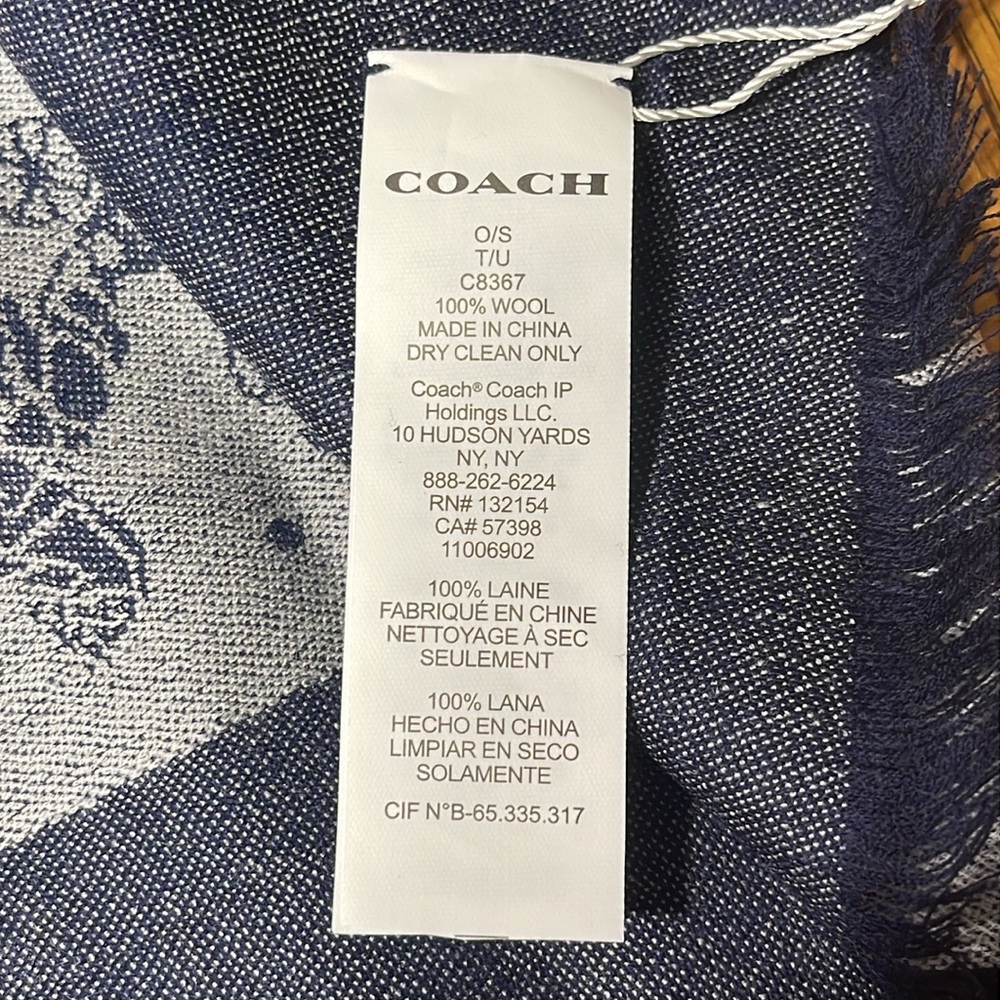 NWT COACH VARSITY SPORT HORSE & CARRIAGE DOT PRINT WRAP SCARF - Picture 7 of 8